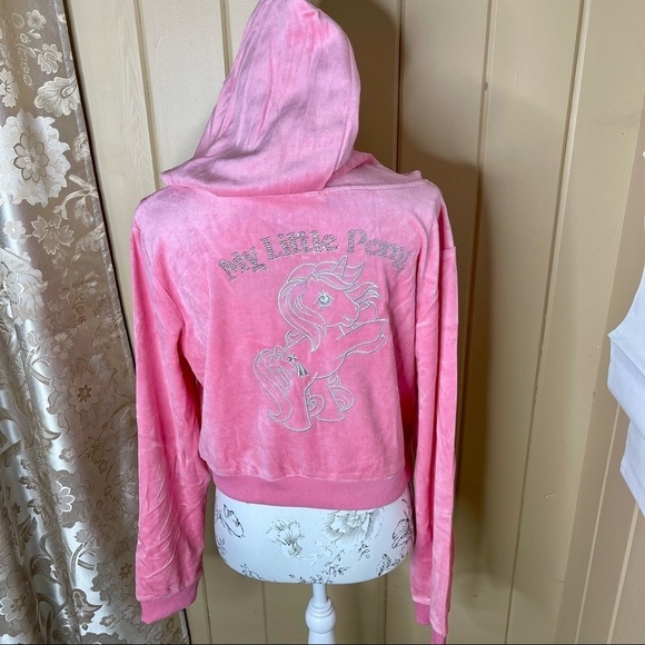 New! Dolls Kill x My Little Pony power ponies pink velour Track jacket 1X 1XL - Picture 1 of 4
